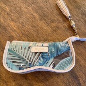 Spartina 449 Blue and Green Leaf Cosmetic Pouch